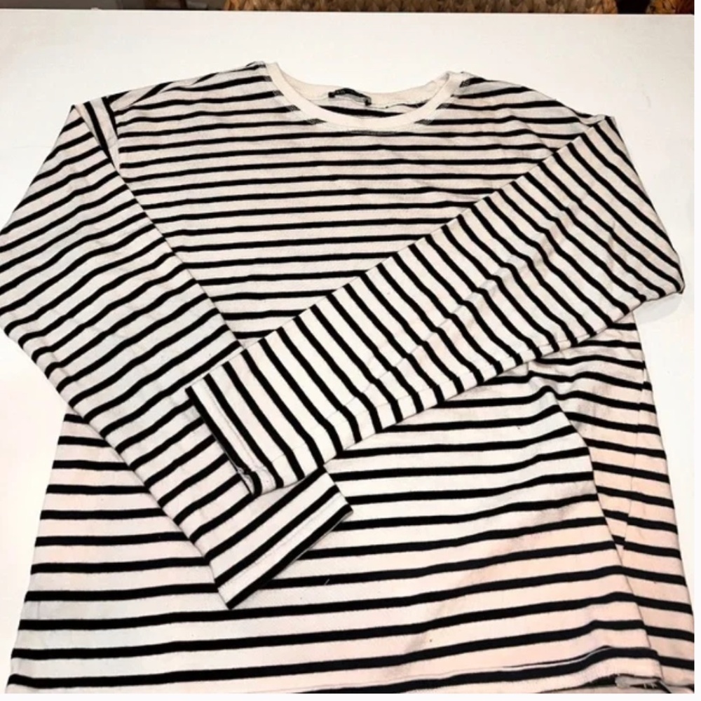 Zara STRIPED JACQUARD T-SHIRT LONGSLEEVE WHITE